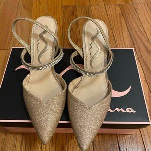 Nina Gold Glitter Kitty heels